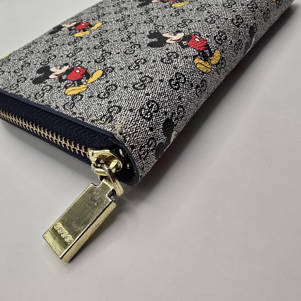 Disney Mickey Mouse Gray Fashion Inspired Monogram Logo Wallet - Picture 6 of 16